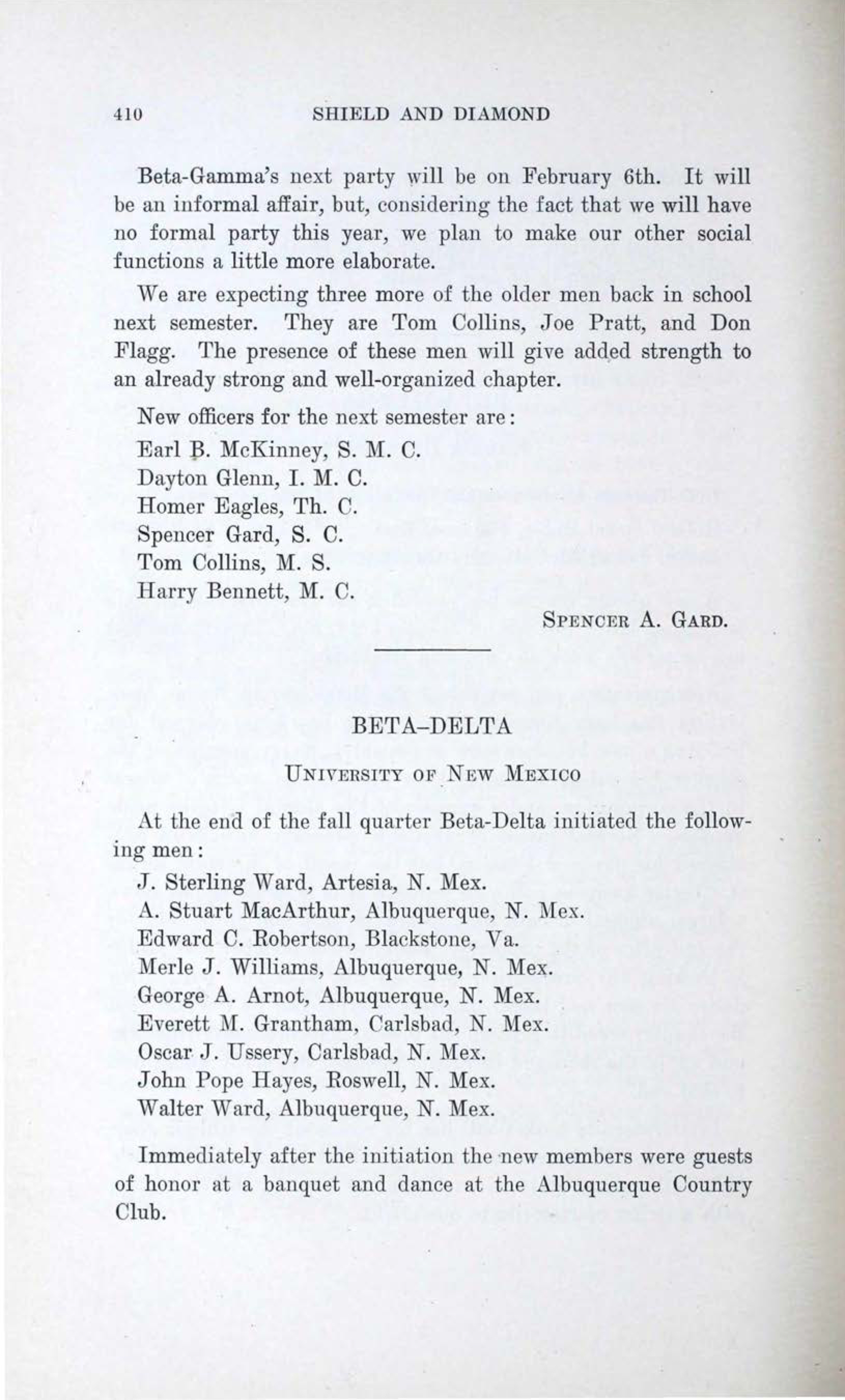 Beta-Delta, February 1920